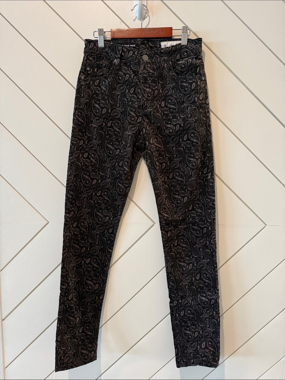 Anthropologie Black Paisley Skinny Pants